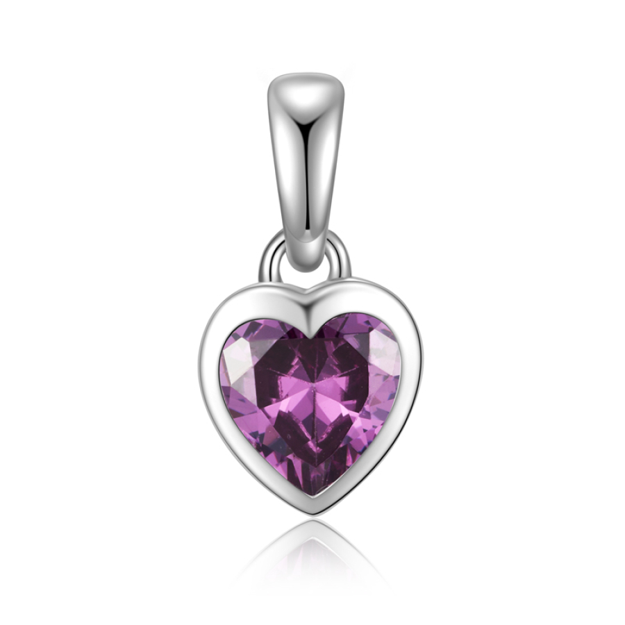 Anhänger Herz mit Zirkonia amethystfarben Silber 925/000 rhodiniert