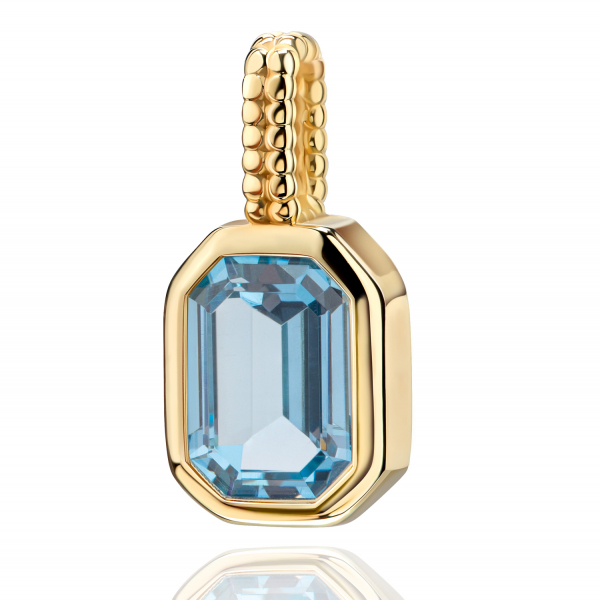 Anhänger Octagon mit Zirkonia in Royal Blue Topaz Farbe Gold 333/000