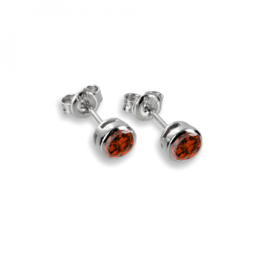 Ohrstecker Zirkonia 2,5mm rot Silber 925/000 rhodiniert