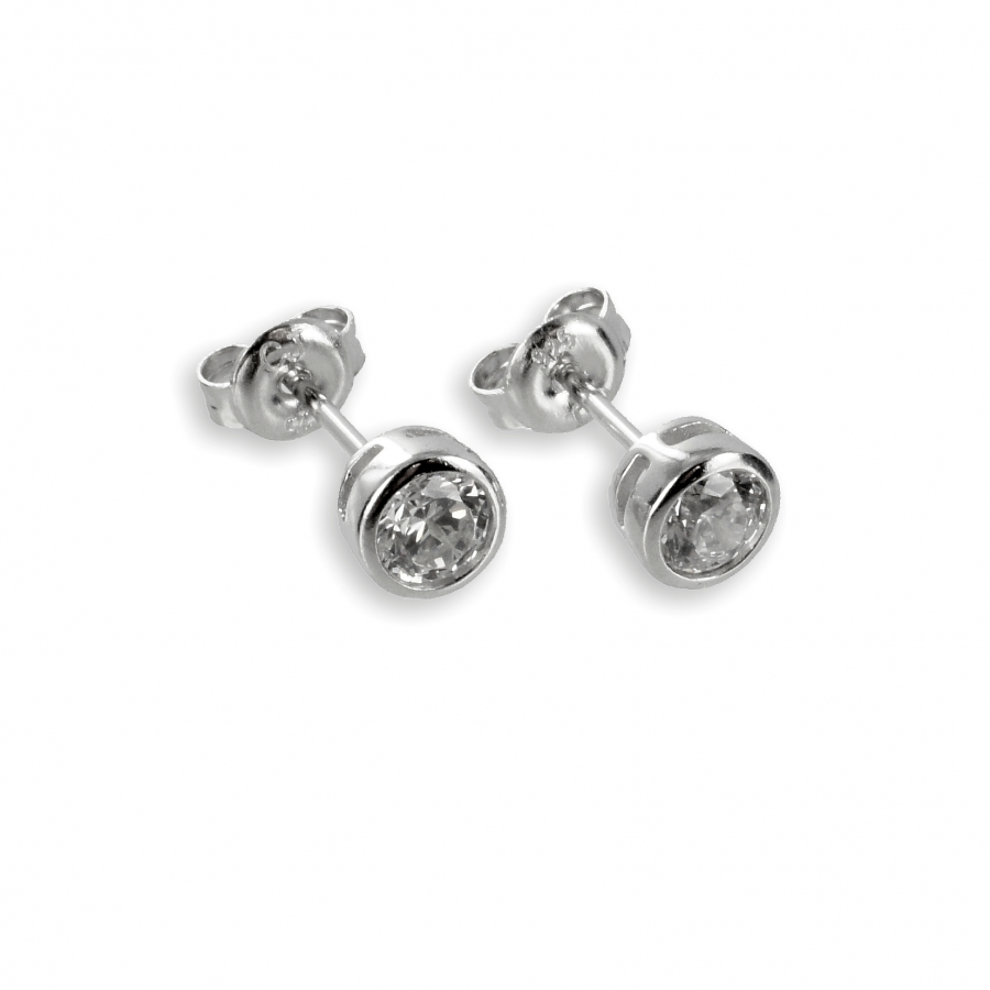 Ohrstecker Zirkonia 2,5mm weiß Silber 925/000 rhodiniert