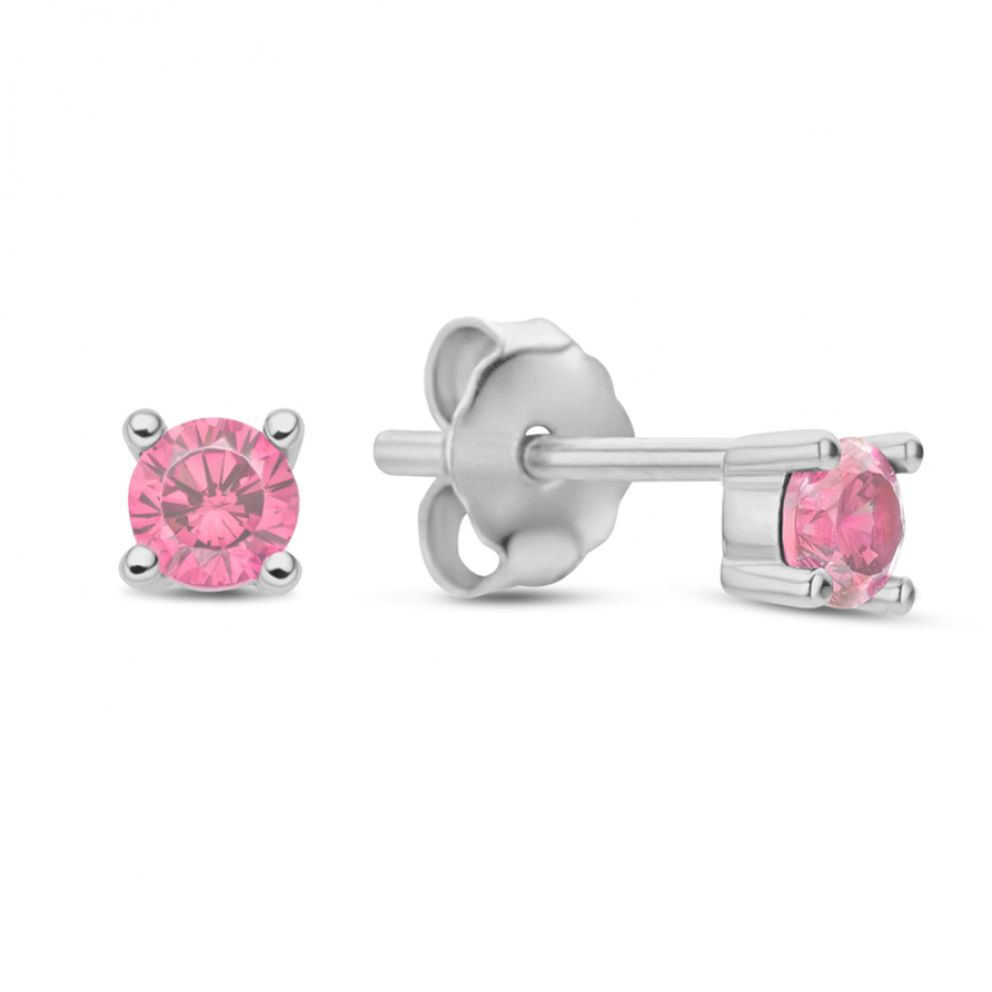 Ohrstecker mit Zirkonia Pink Ø 3mm Silber 925/000 rhodiniert