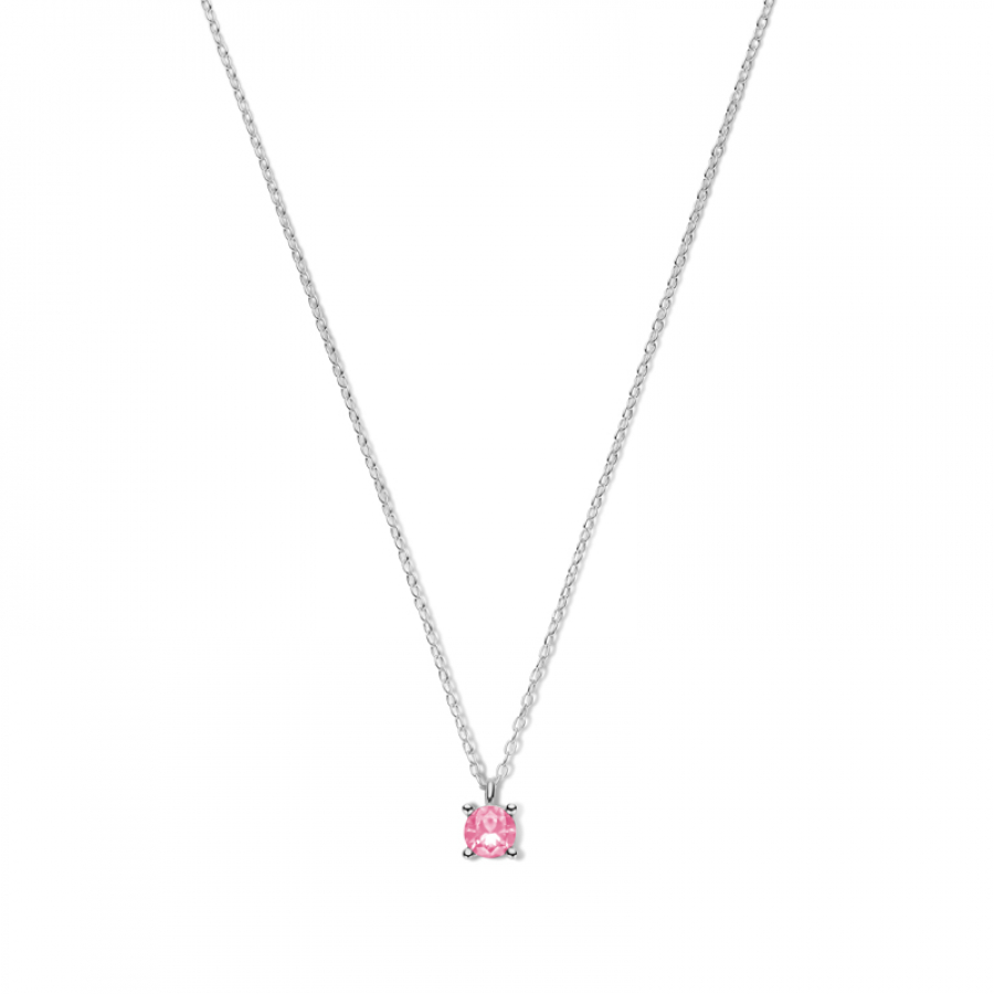 Collier mit Zirkonia Pink 40+5cm Silber 925/000 rhodiniert