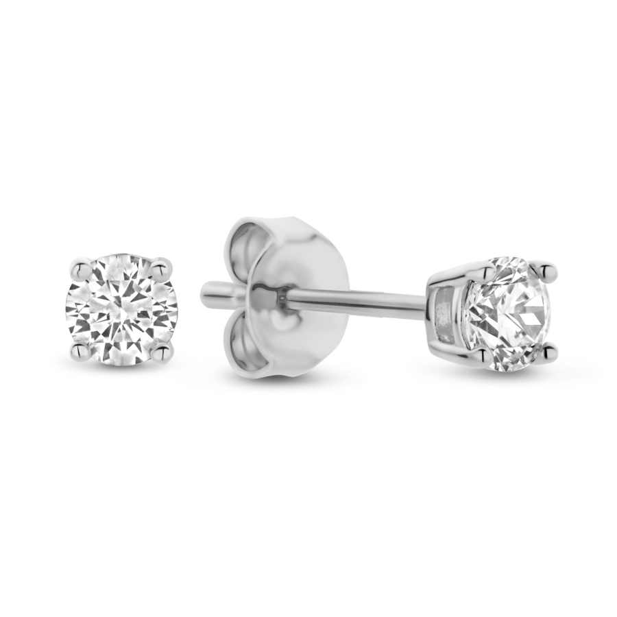 Ohrstecker mit Zirkonia weiss Ø 3mm Silber 925/000 rhodiniert