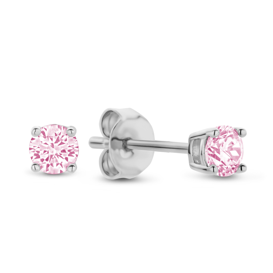 Ohrstecker mit Zirkonia pink Ø 3mm Silber 925/000 rhodiniert