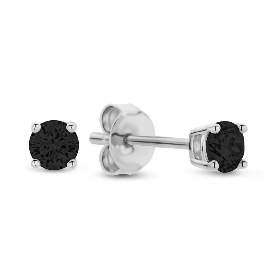 Ohrstecker mit Zirkonia schwarz Ø 3mm Silber 925/000 rhodiniert