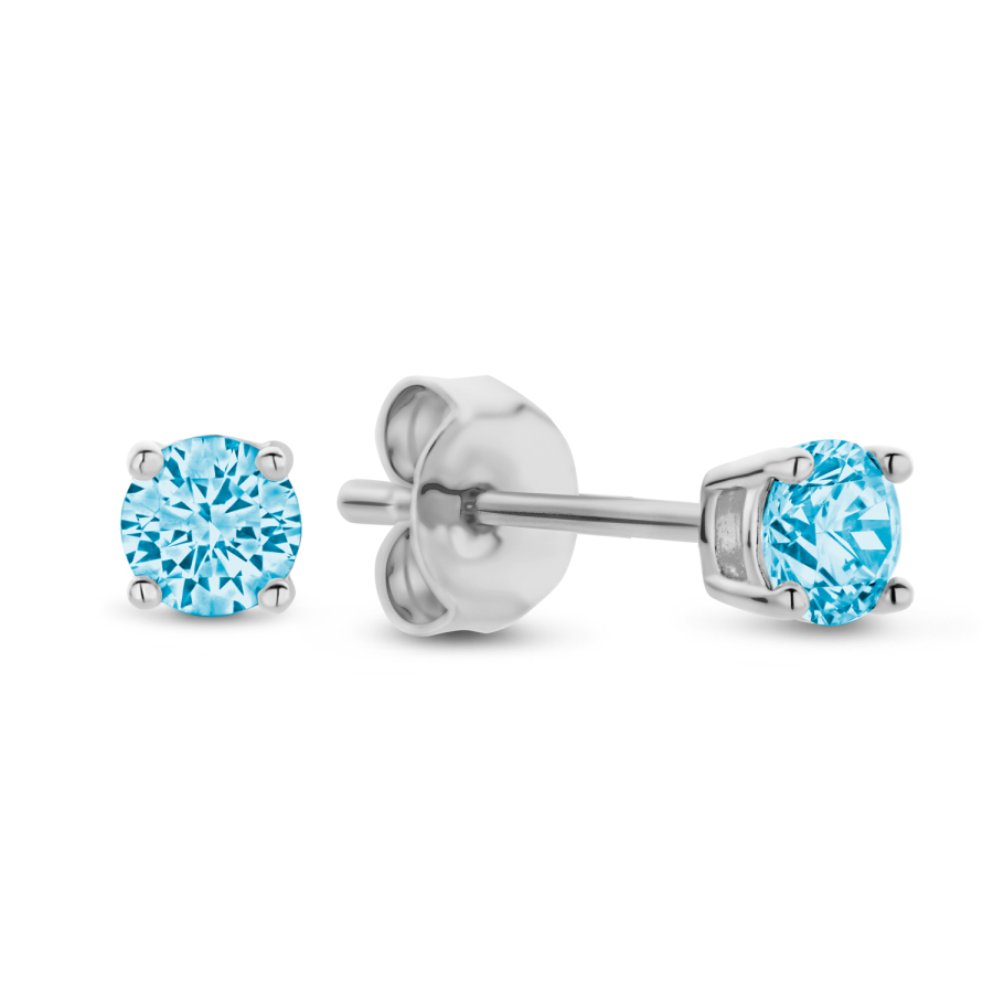 Ohrstecker mit Zirkonia blau Ø 3mm Silber 925/000 rhodiniert