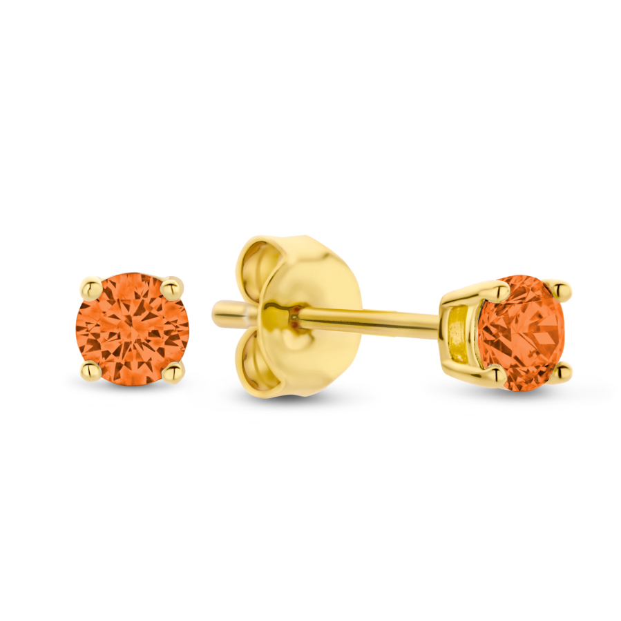 Ohrstecker mit Zirkonia orange Ø 3mm Silber 925/000 vergoldet