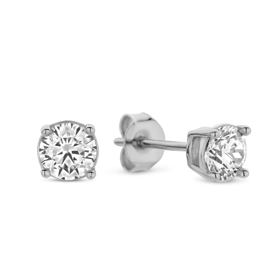 Ohrstecker mit Zirkonia weiss Ø 4mm Silber 925/000 rhodiniert