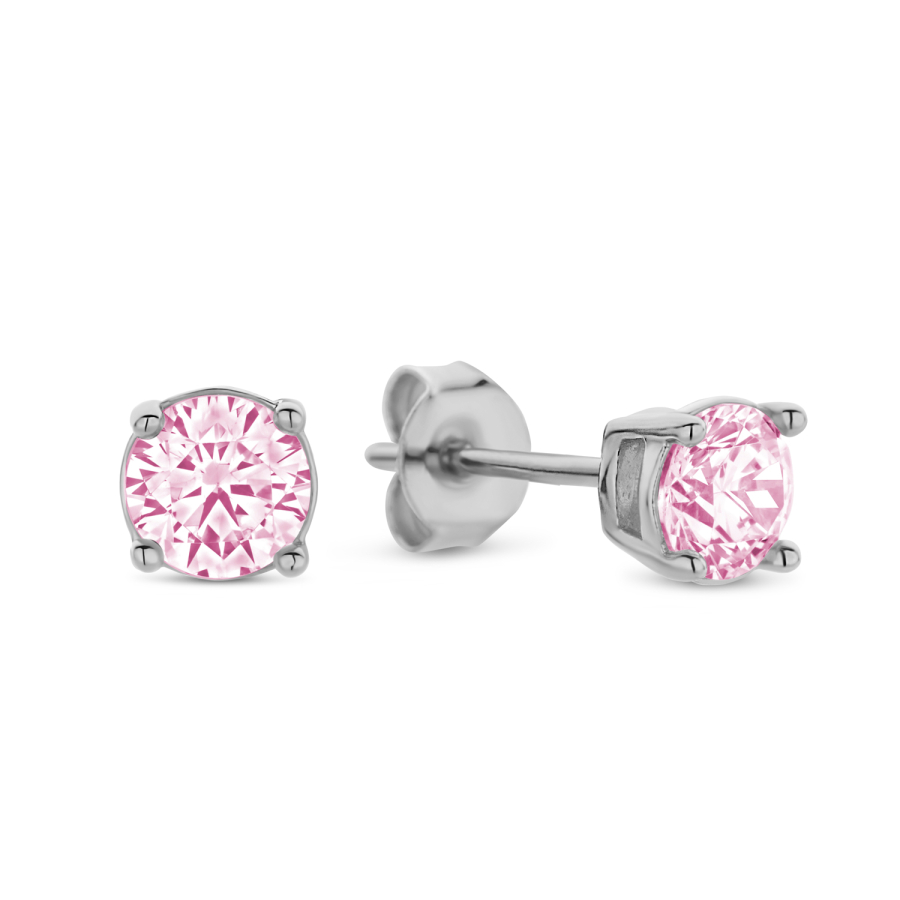 Ohrstecker mit Zirkonia pink Ø 4mm Silber 925/000 rhodiniert