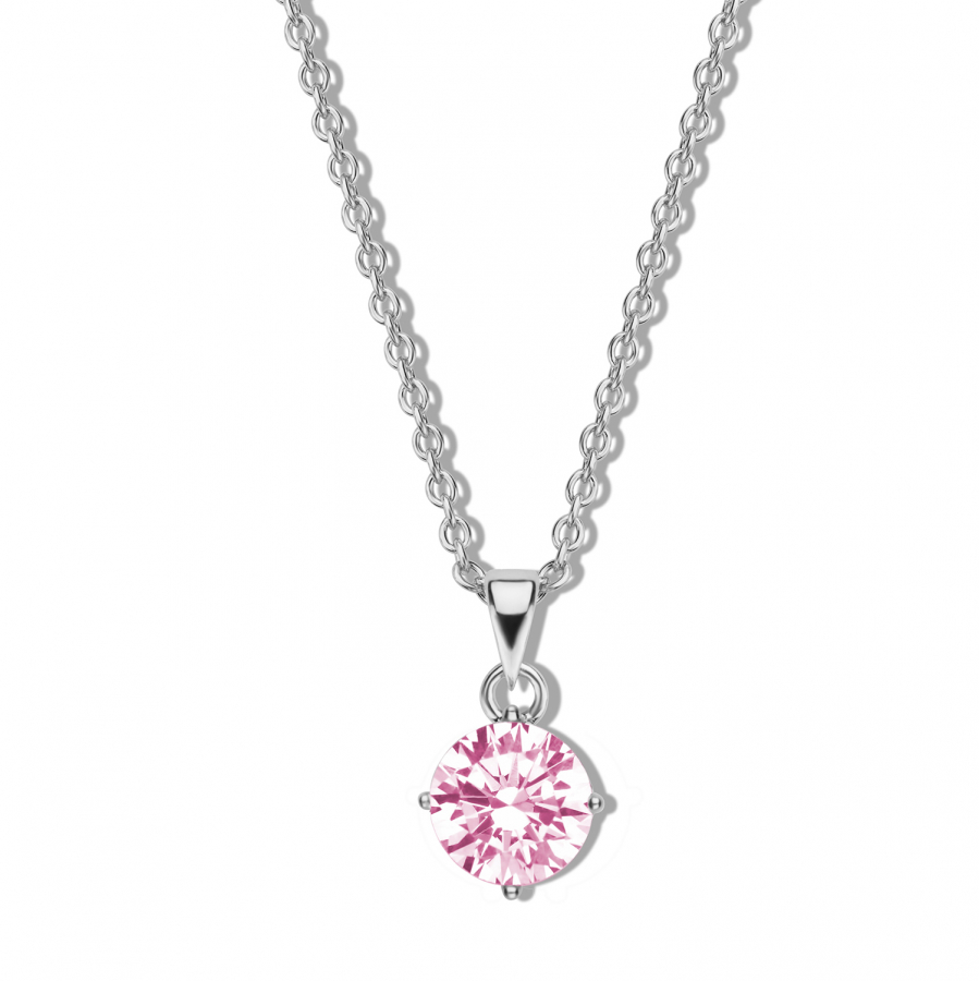 Collier mit Zirkonia pink Ø 5mm Silber 925/000 rhodiniert