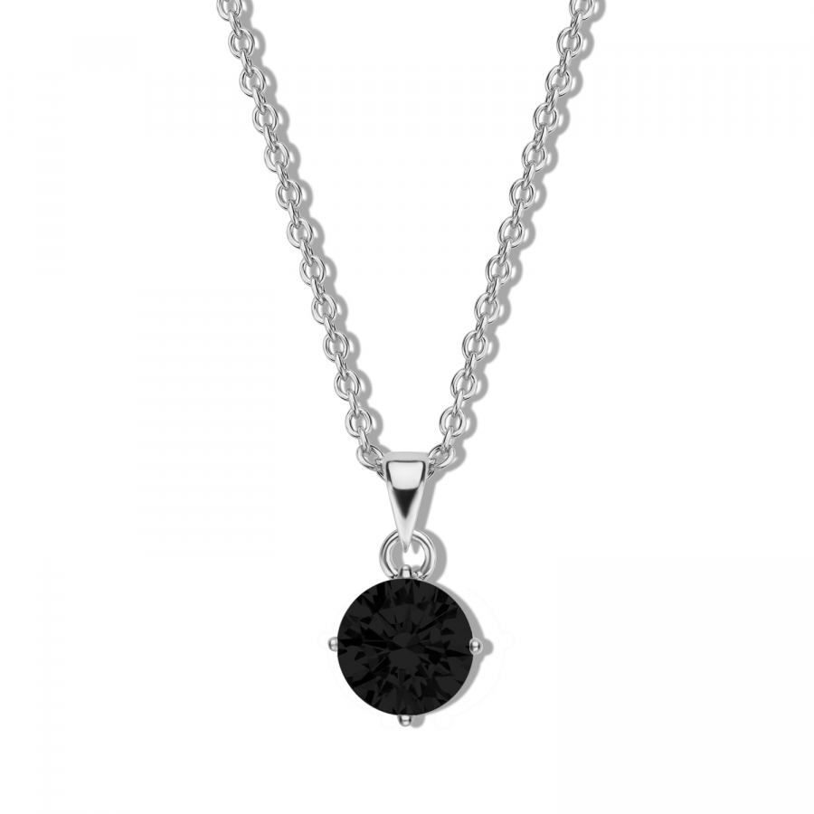 Collier mit Zirkonia schwarz Ø 5mm Silber 925/000 rhodiniert