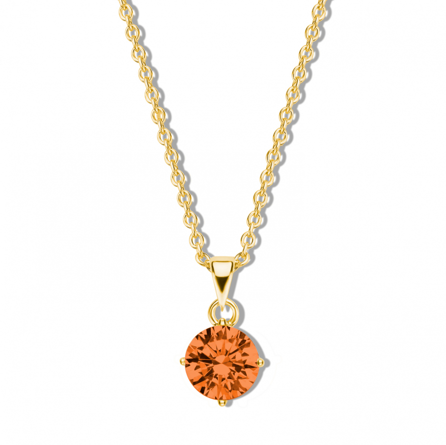 Collier mit Zirkonia orange Ø 5mm Silber 925/000 vergoldet