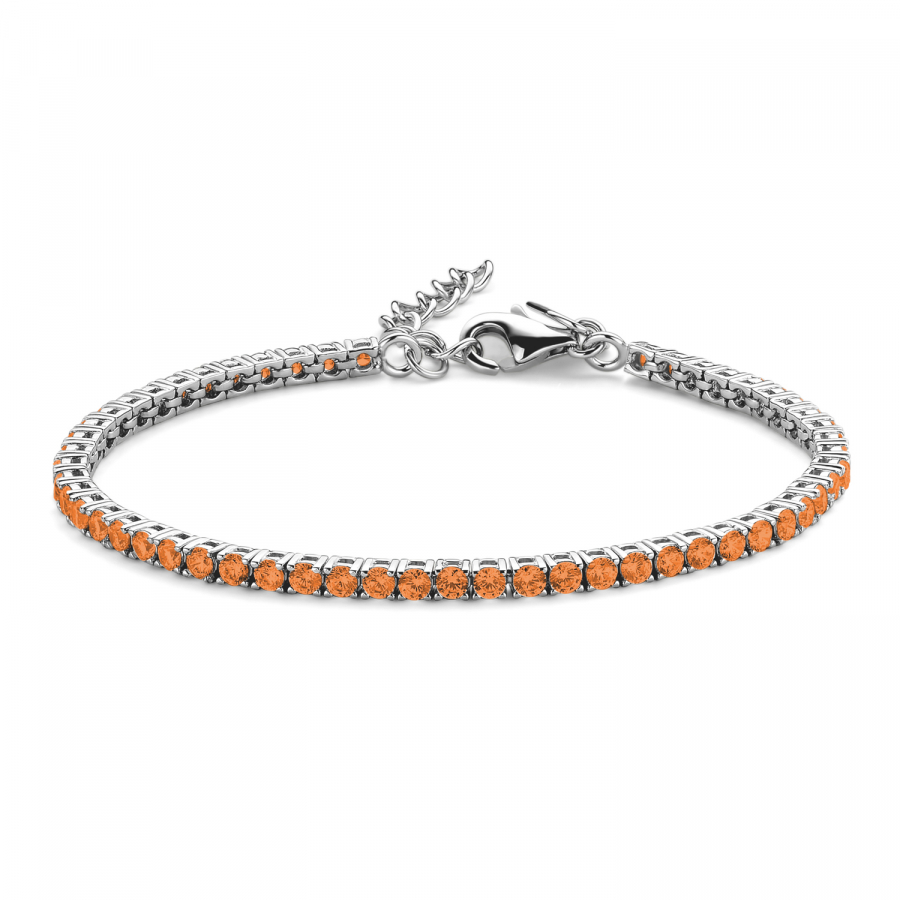 Tennisarmband mit Zirkonia orange 3mm Silber 925/000 rhodiniert