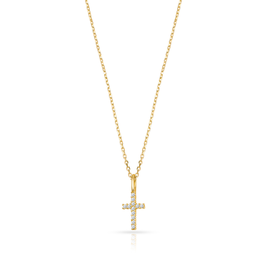 Collier Kreuz 12 Zirkonia Gold 333/000