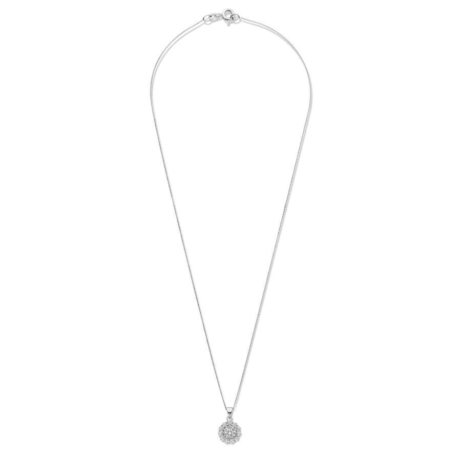 Collier mit Anhänger 12 Zirkonia Silber 925/000 rhodiniert