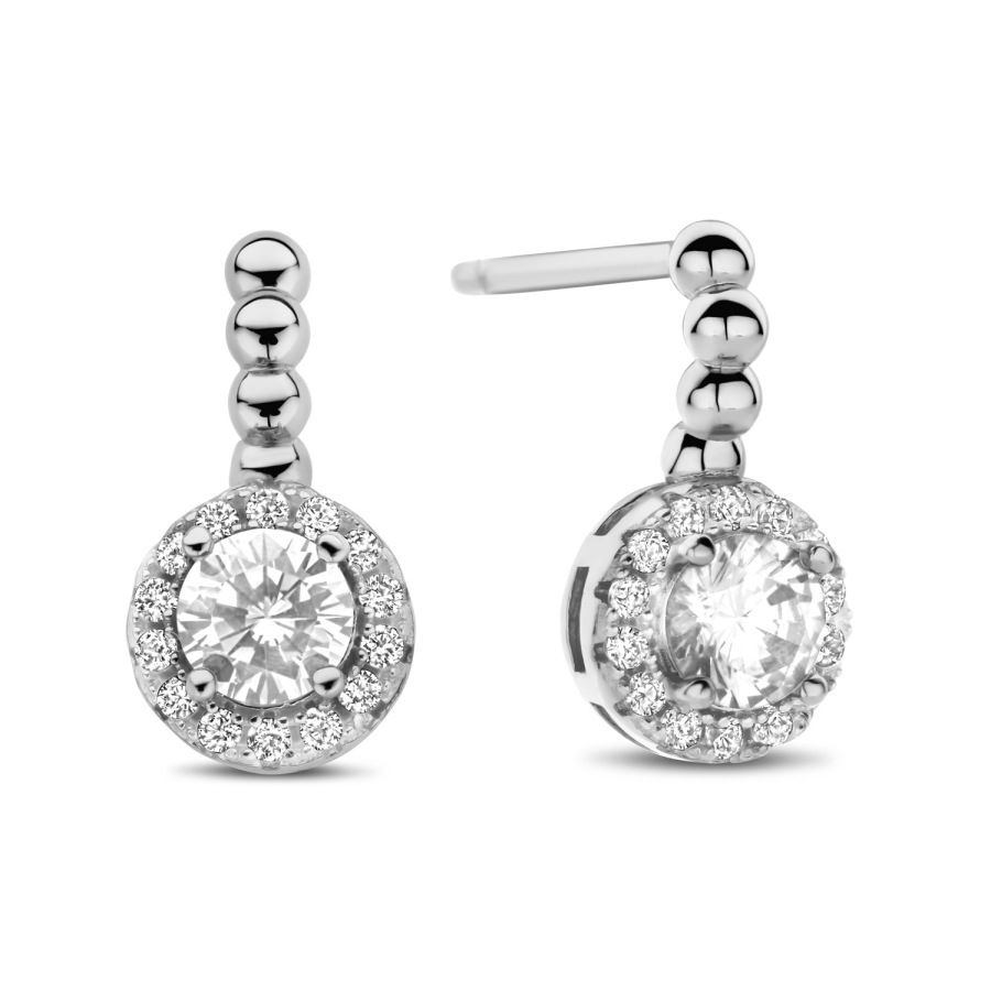 Ohrstecker mit 30 Zirkonia Silber 925/000 rhodiniert
