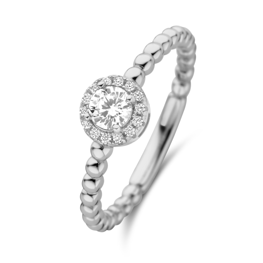 Damenring mit 15 Zirkonia Silber 925/000 rhodiniert