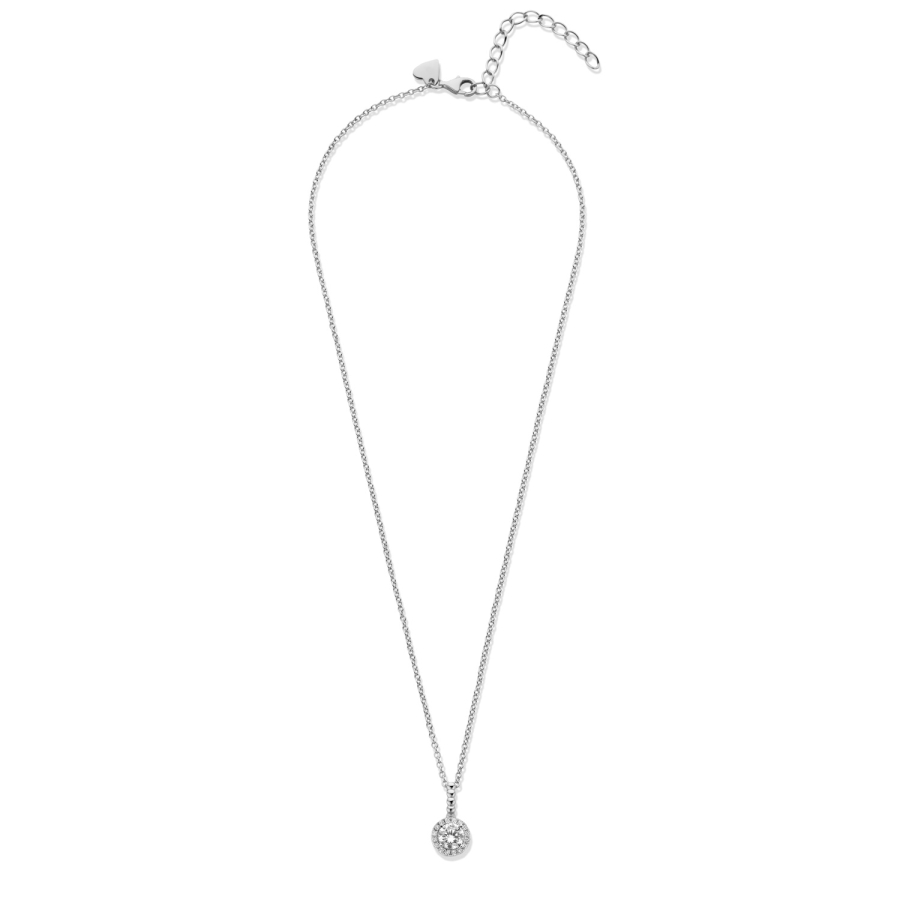 Collier mit Anhänger 17 Zirkonia Silber 925/000 rhodiniert