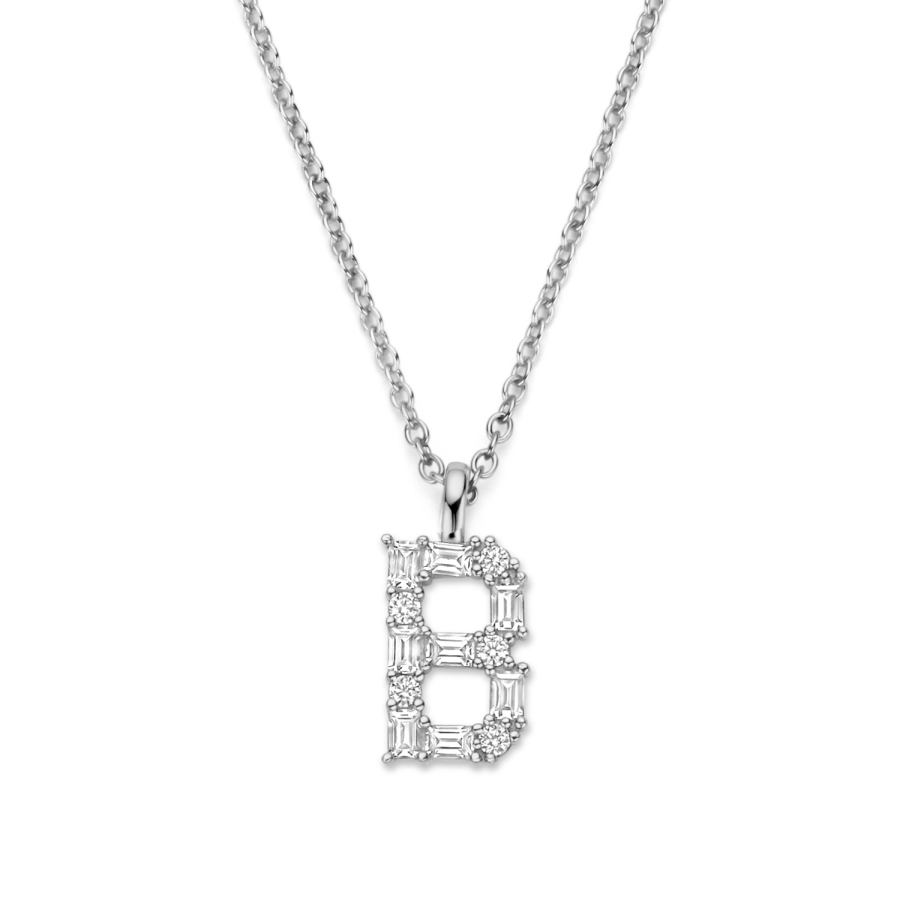 Collier Buchstabe mit Zirkonia 40+5cm Silber 925/000 rhodiniert