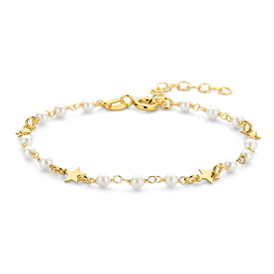 Armband mit Süßwasser-Zuchtperlen und Sterne Silber 925/000 vergoldet