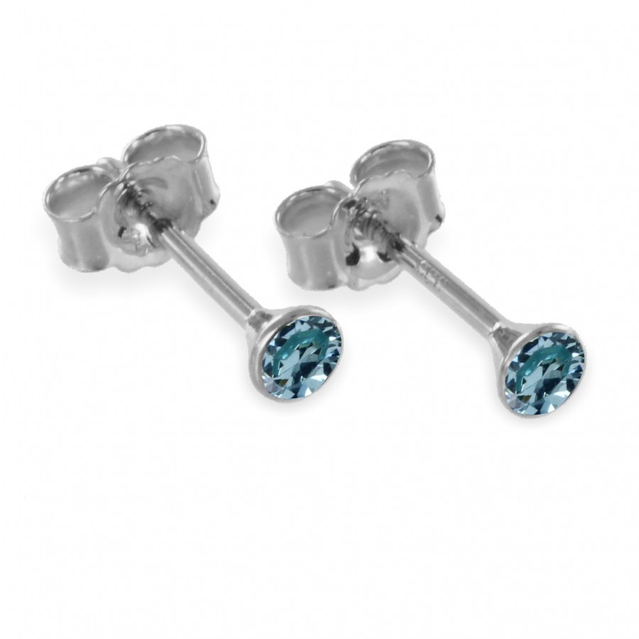 Ohrstecker Zirkonia 3,5mm aquamarinfarbig - Silber 925/000