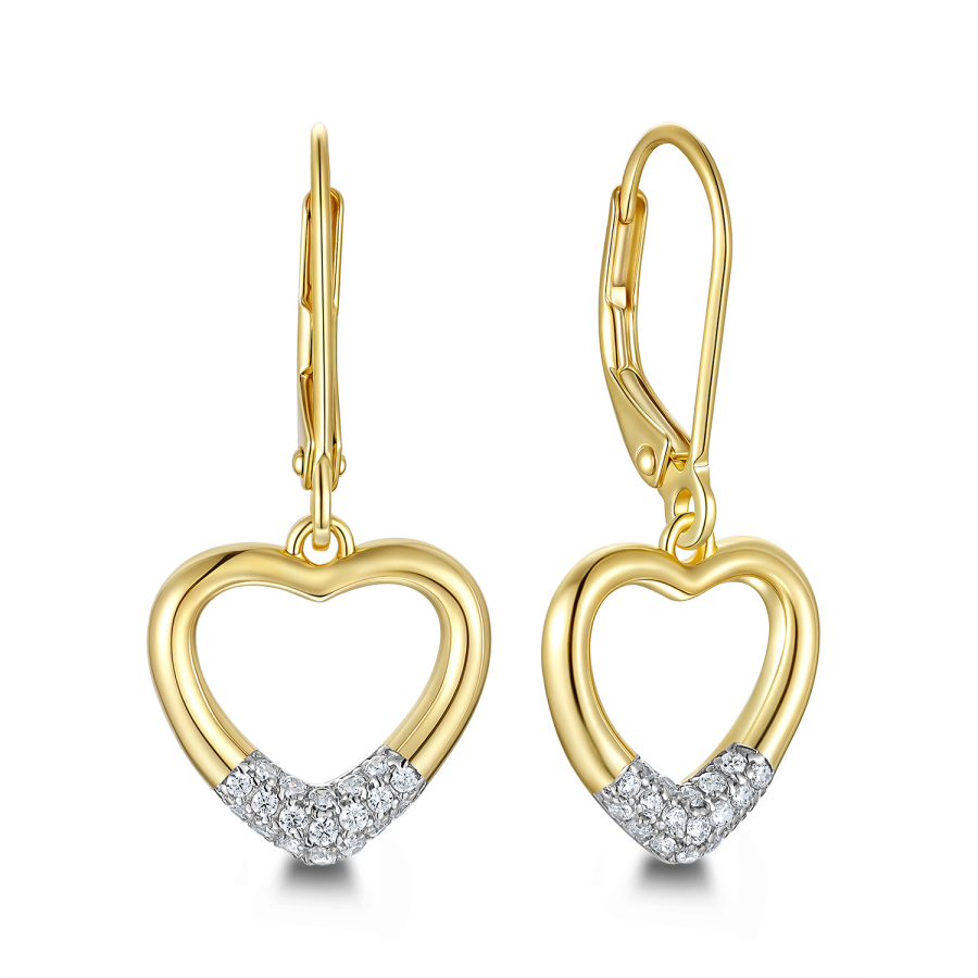 Ohrhänger Herz Zirkonia Silber 925/000 vergoldet