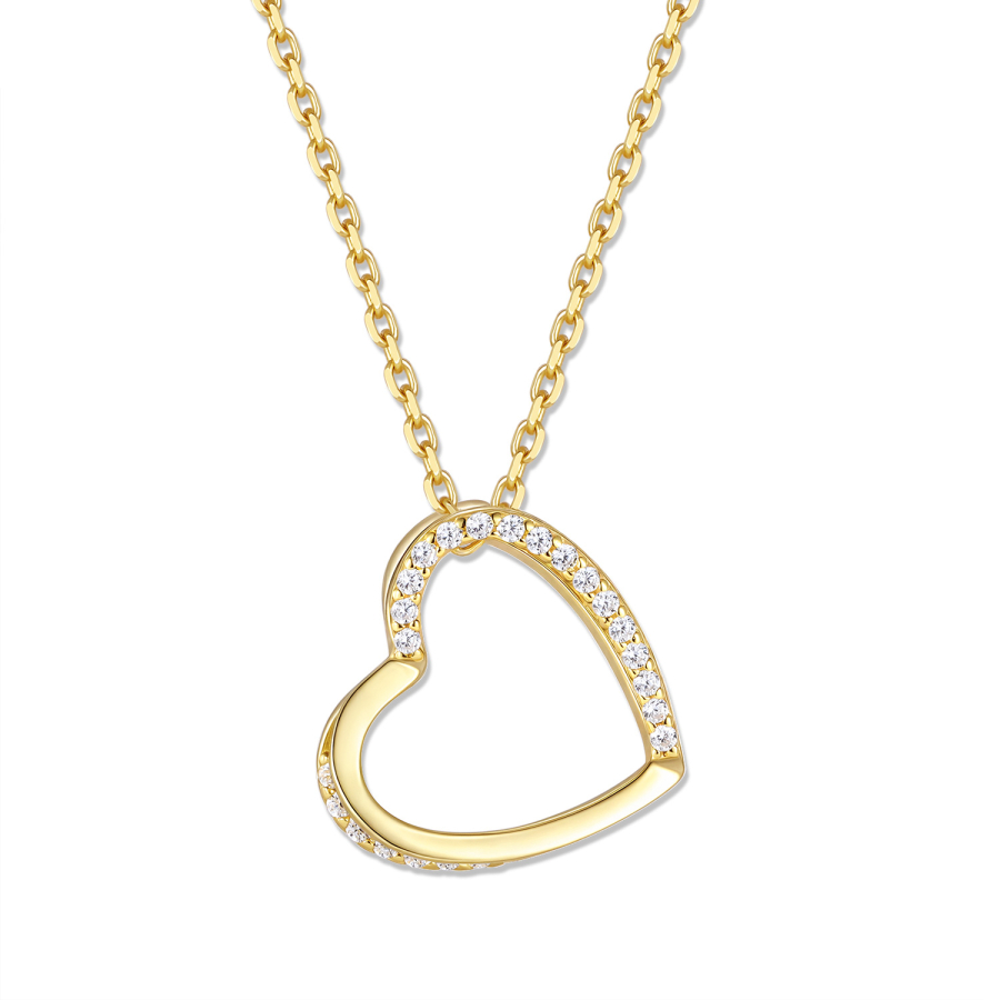 Collier mit Anhänger Herz Zirkonia Silber 925/000 vergoldet