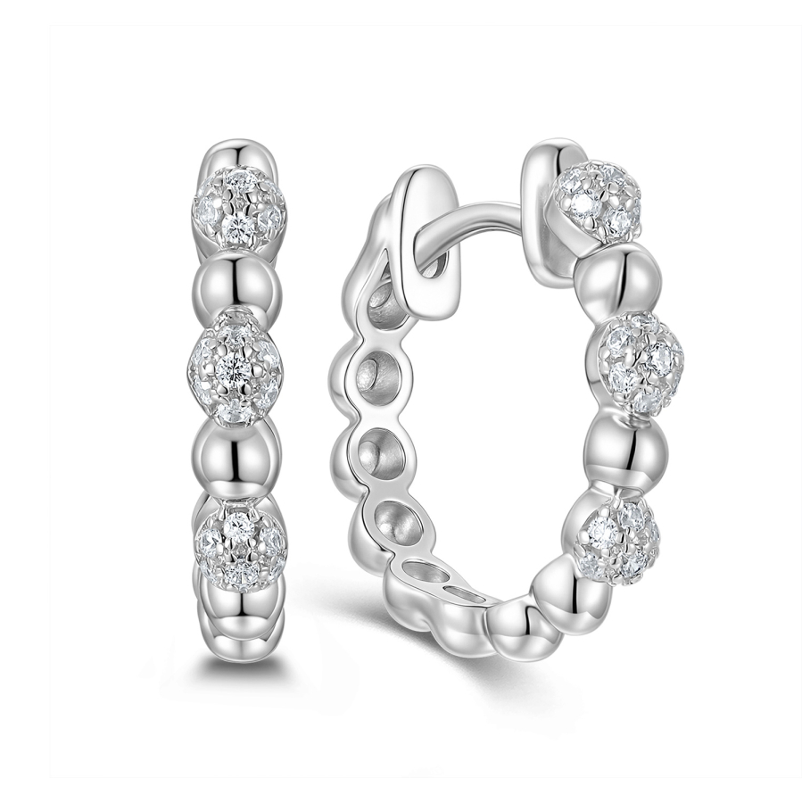 Klappcreolen Ø16mm mit Zirkonia Silber 925/000 rhodiniert