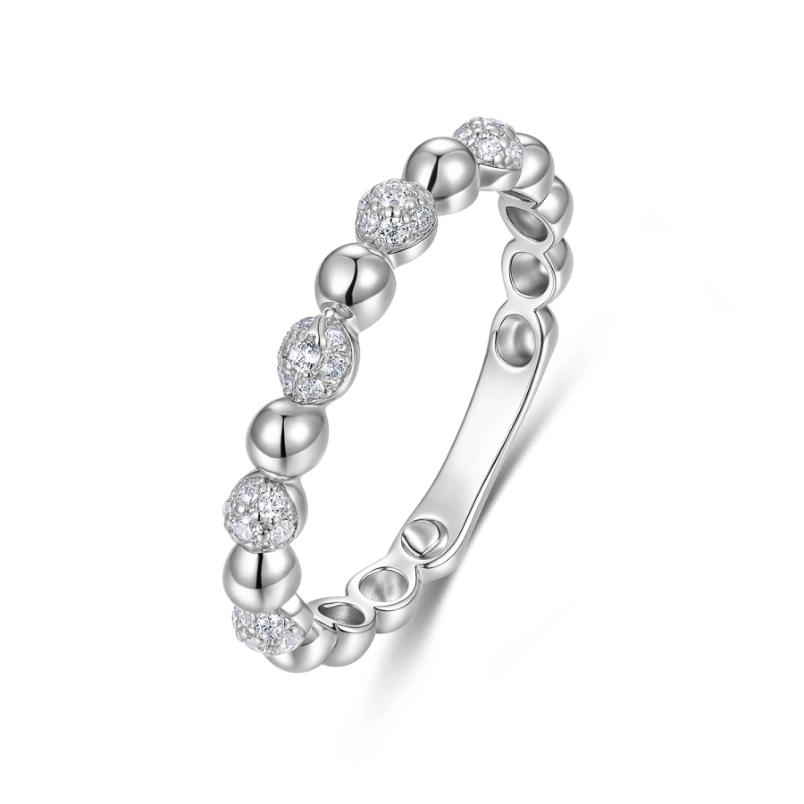 Kugel-Ring Zirkonia Silber 925/000 rhodiniert