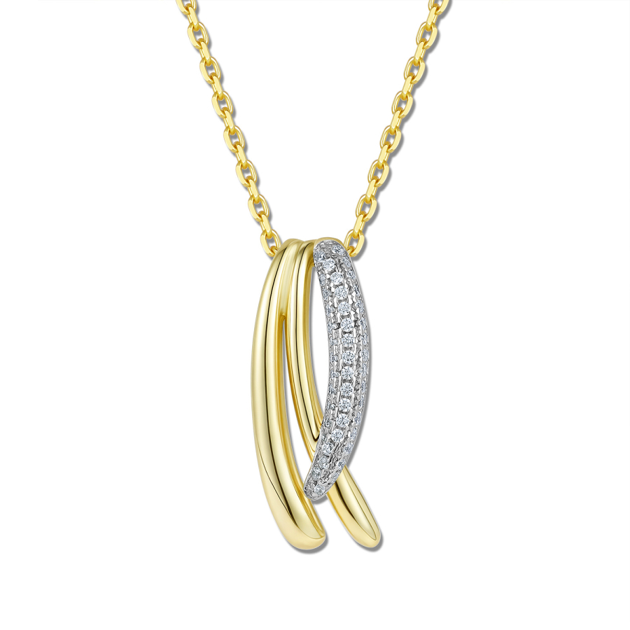 Collier Anhänger 3-reihig mit Zirkonia Silber 925/000 vergoldet