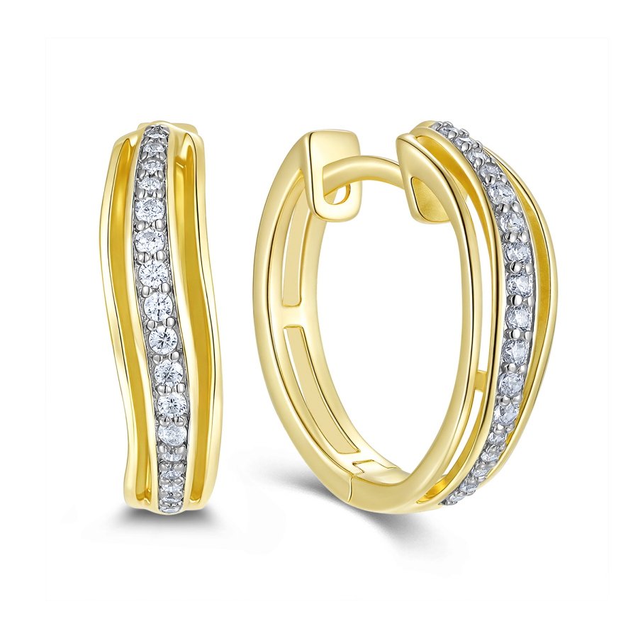 Klappcreolen Ø16mm mit Zirkonia Silber 925/000 vergoldet