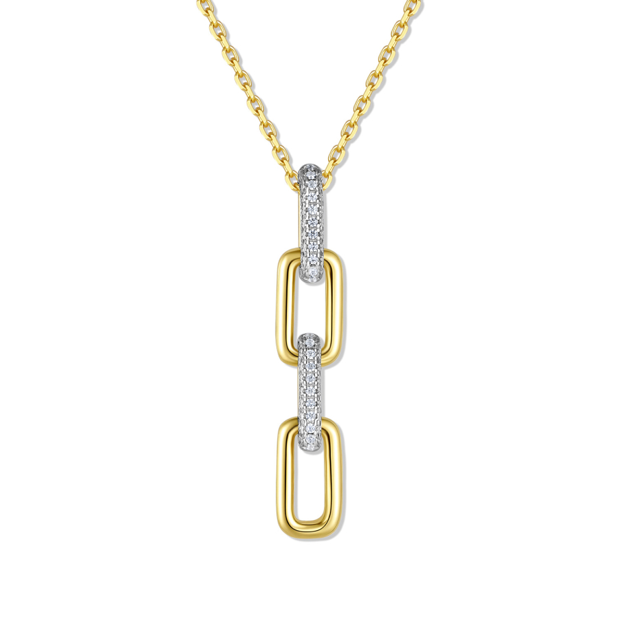 Collier Anhänger 4-teilig & Zirkonia Silber 925/000 vergoldet