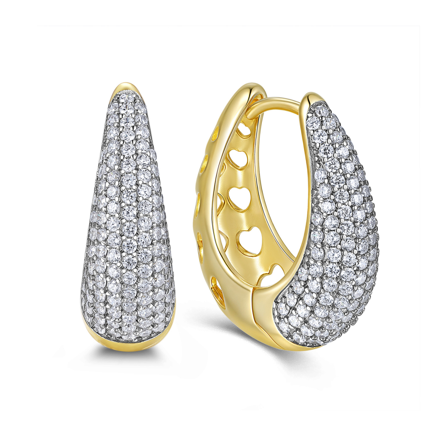 Klappcreolen Zirkonia & Herzen Silber 925/000 vergoldet