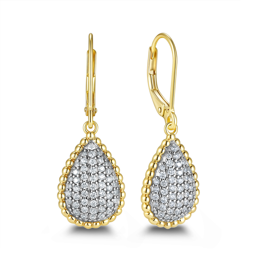 Ohrhänger Drops Zirkonia Silber 925/000 vergoldet