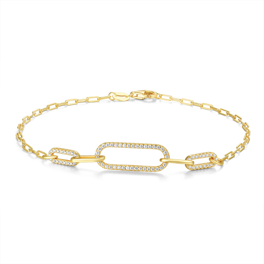 Armband 5 Elemente Zirkonia Silber 925/000 vergoldet