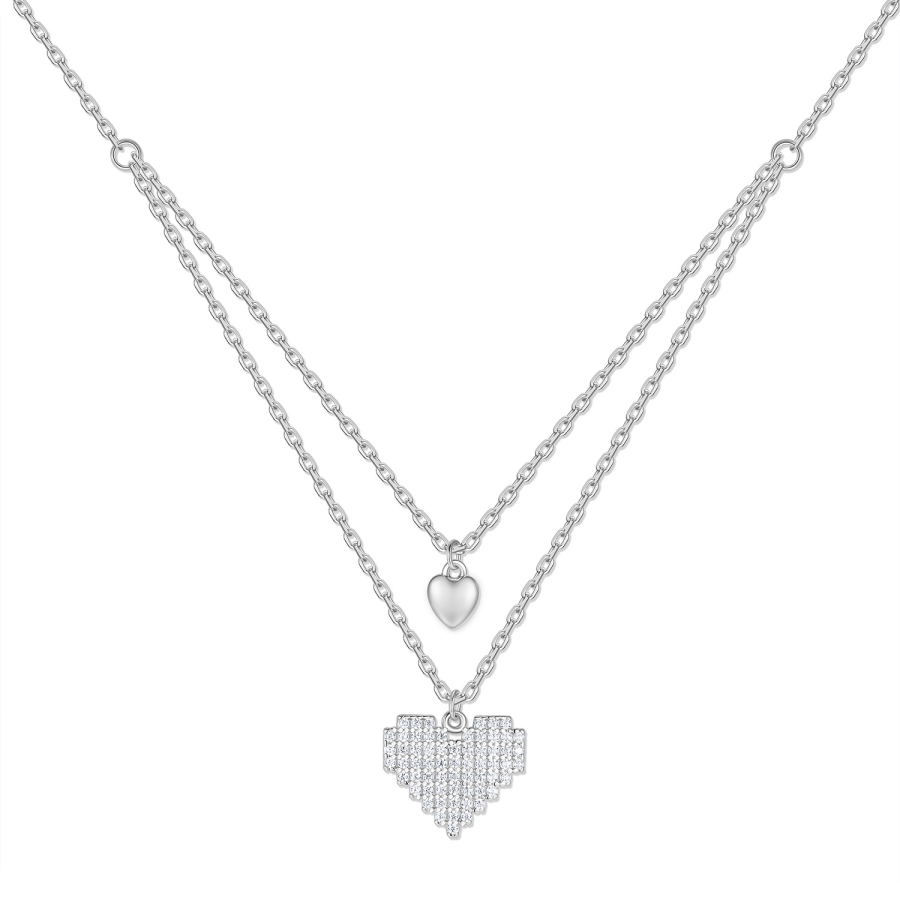 Collier mit Anhänger Herzen & Zirkonia Silber 925/000 rhodiniert