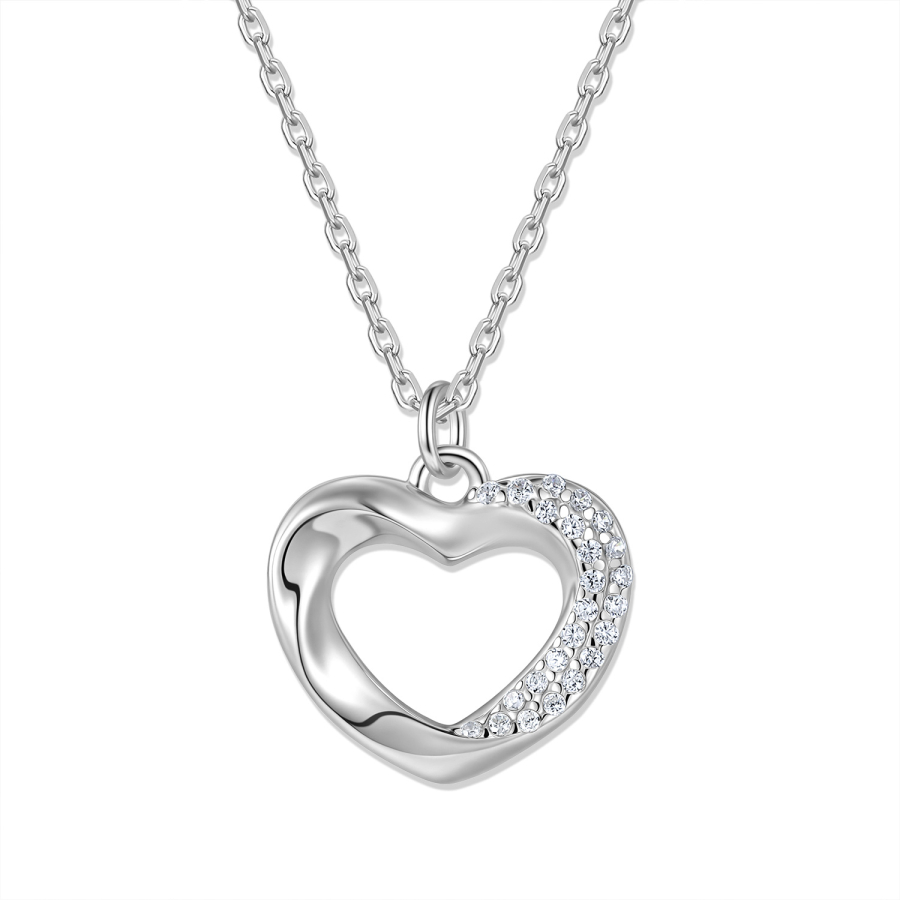 Collier mit Anhänger Herz Zirkonia Silber 925/000 rhodiniert