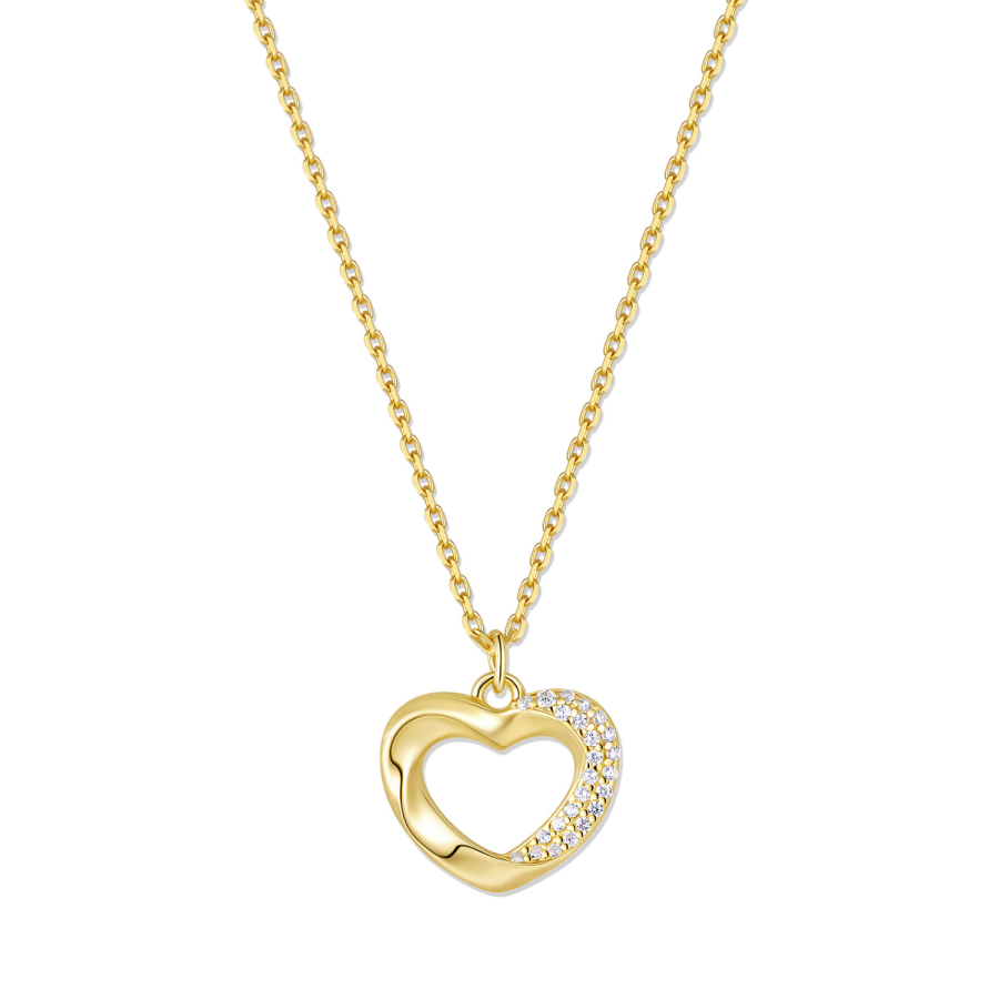 Collier mit Anhänger Herz Zirkonia Silber 925/000 vergoldet