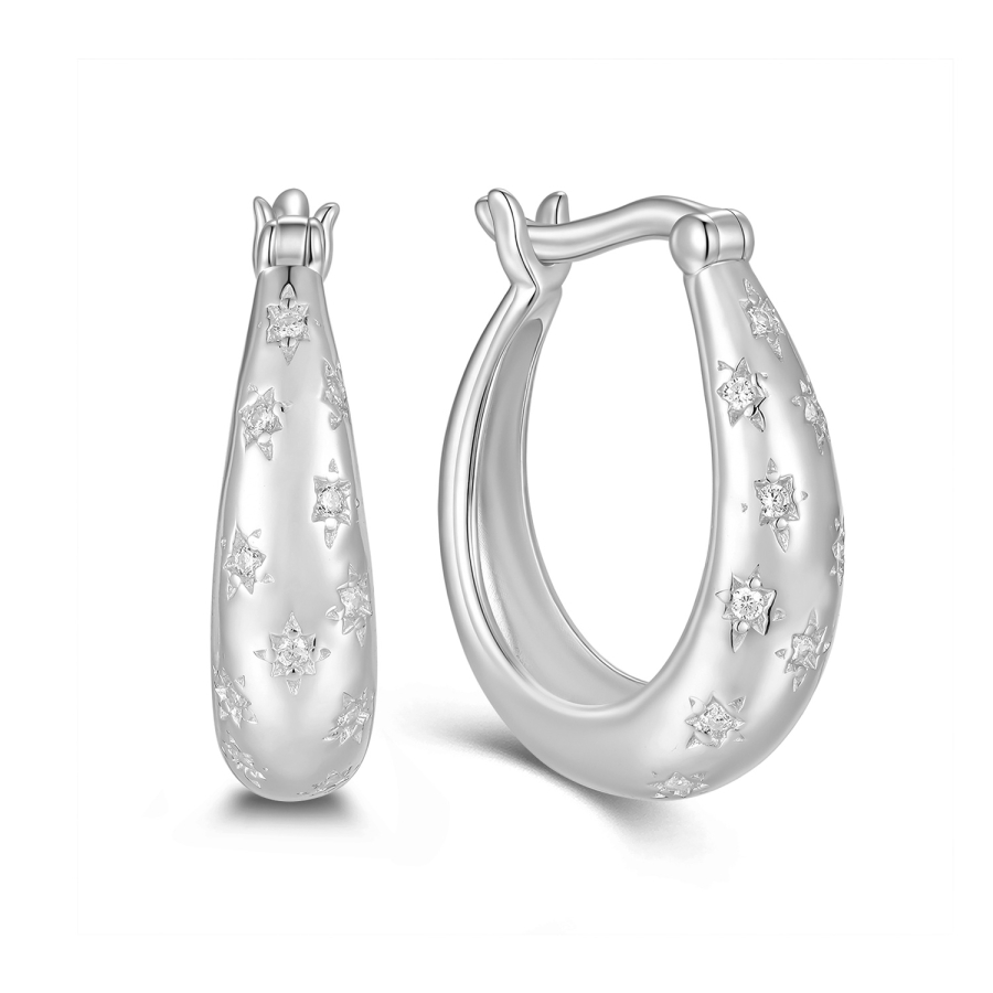 Creolen 22 Zirkonia Silber 925/000 rhodiniert