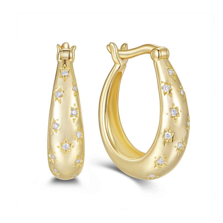 Creolen 22 Zirkonia Silber 925/000 vergoldet