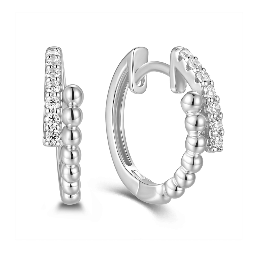 Klappcreolen Ø16mm mit 14 Zirkonia Silber 925/000 rhodiniert