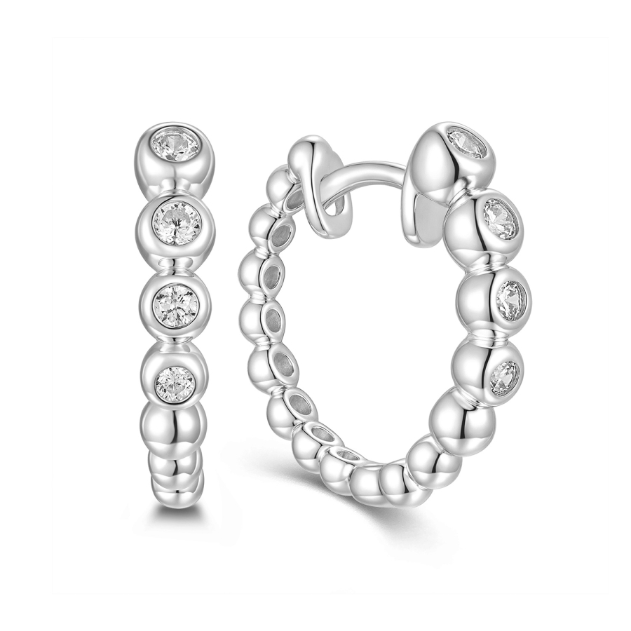 Klappcreolen Ø16mm mit 8 Zirkonia Silber 925/000 rhodiniert