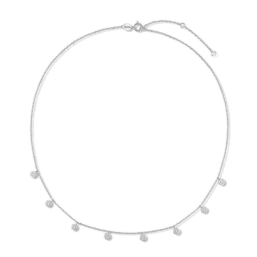 Collier 45/42/40 cm mit Einhängern 72 Zirkonia Silber 925/000 rhodiniert
