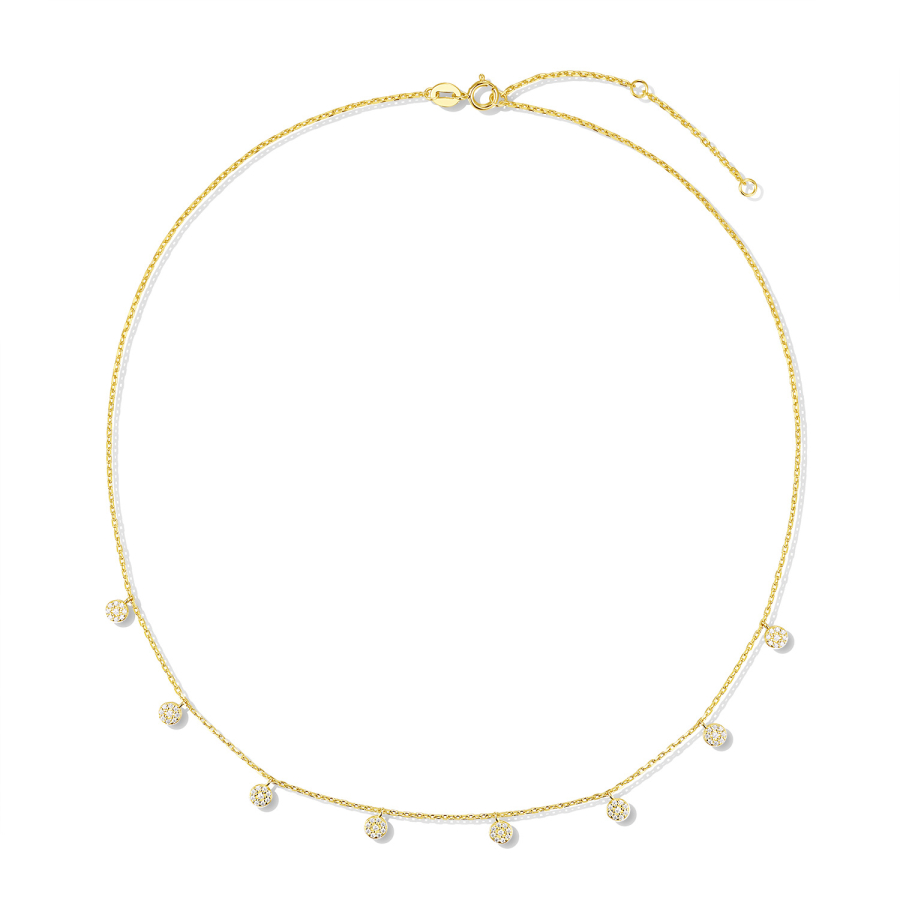 Collier 45/42/40 cm mit Einhängern 72 Zirkonia Silber 925/000 vergoldet