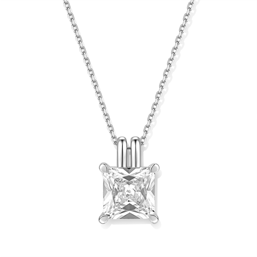 Collier 925 Silber 45 cm, verstellbar auf 42 und 40 cm, Anhänger mit 10 Zirkonia, vergoldet oder rhodiniert