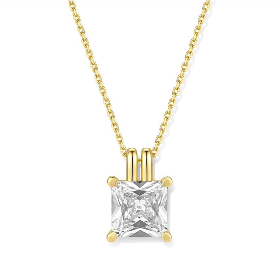 Collier 925 Silber 45 cm, verstellbar auf 42 und 40 cm, Anhänger mit 10 Zirkonia, vergoldet oder rhodiniert