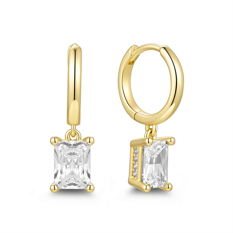 Klappcreolen 925 Silber, 12,5mm mit 18 Zirkonia, rhodiniert oder vergoldet