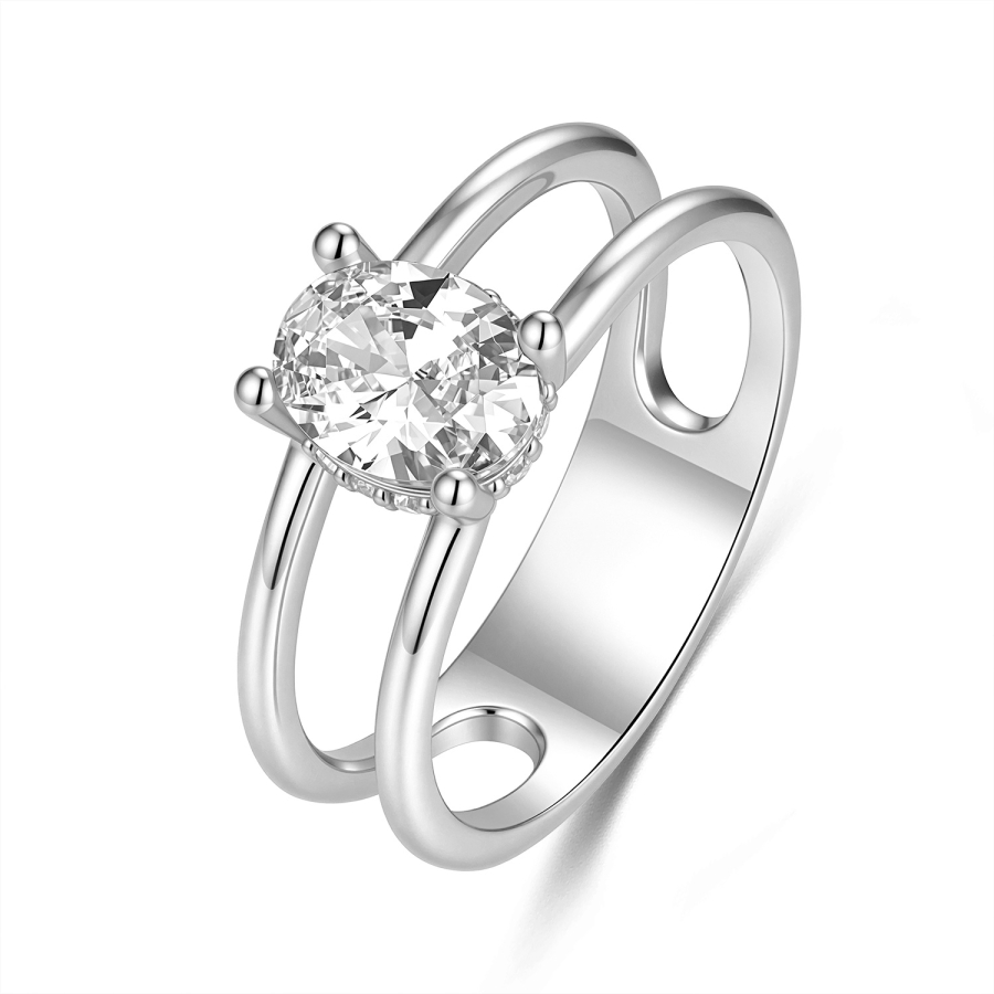 Damenring Silber 925 mit 11 Zirkonia, rhodiniert