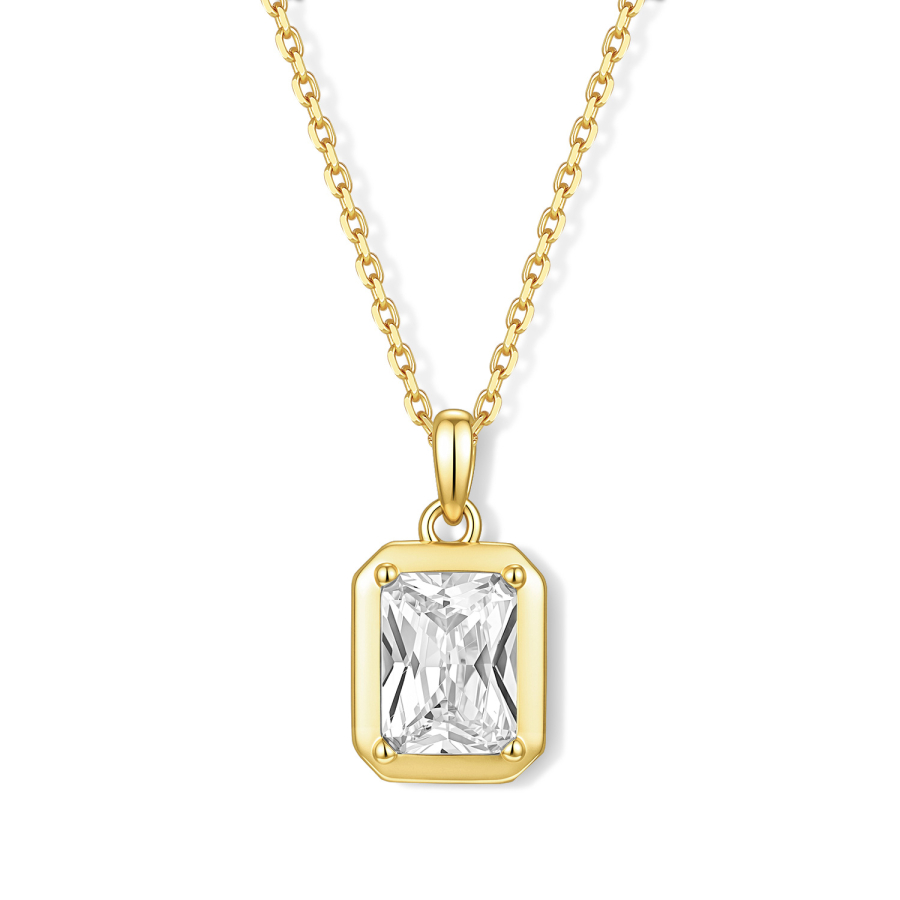Collier 925 Silber 45 cm, verstellbar auf 42 und 40 cm, mit Anhänger Zirkonia, vergoldet oder rhodiniert