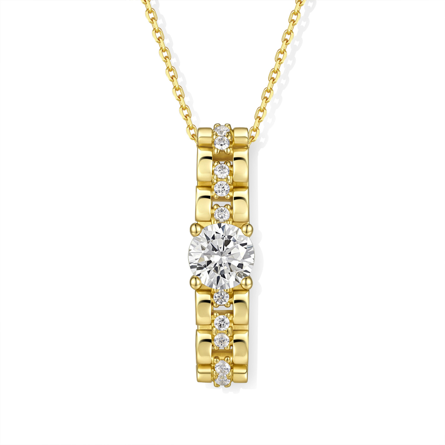 Collier 925 Silber 45 cm, verstellbar auf 42 und 40 cm, Anhänger mit 11 Zirkonia, vergoldet oder rhodiniert